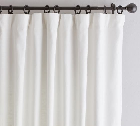 Custom Emery Linen Blackout Curtain - White | Pottery Barn (US)
