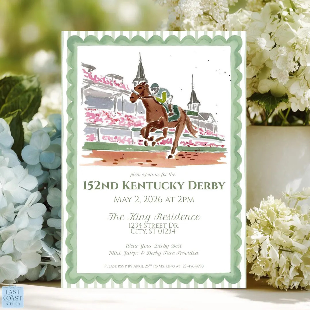 Kentucky Derby Party Invitation Template | Horse Race Viewing Party | Mint Julep | Run For The Ro... | Etsy (US)
