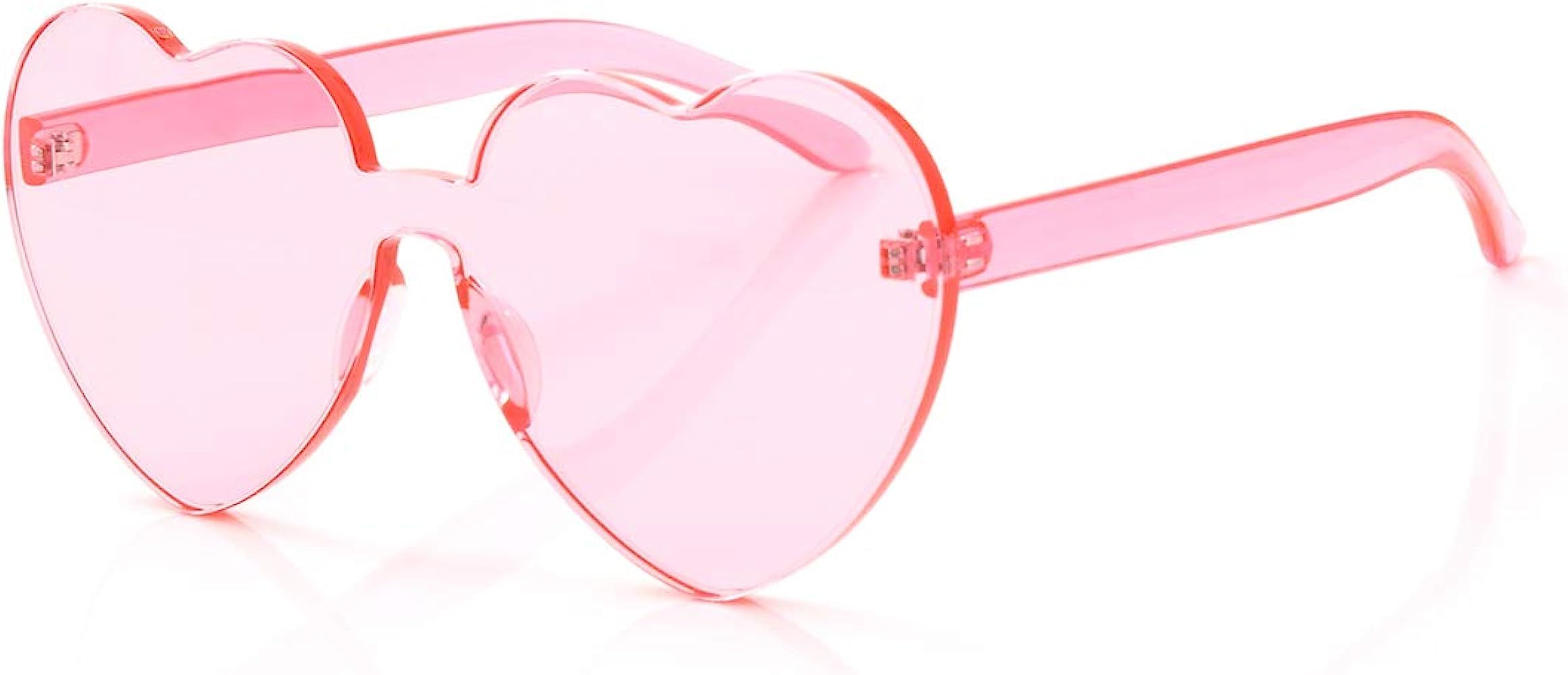 OLINOWL Yoela Heart Oversized Rimless Sunglasses One Piece Heart Shape Eyewear Colored Sunglasses fo | Amazon (US)