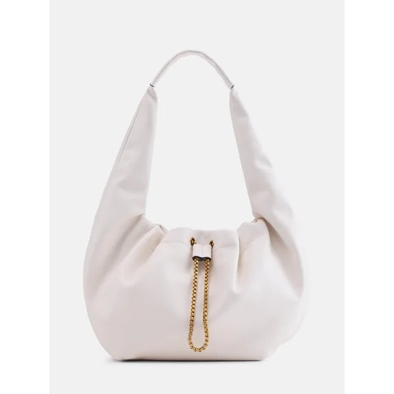 Scoop Women's Faux Leather Chain Drawstring Bag, Mother of Pearl | Walmart (US)