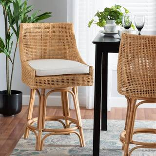 bali & pari Bella 39.4 in. Natural Rattan Frame Counter Height Bar Stool 228-13090-HD - The Home ... | The Home Depot