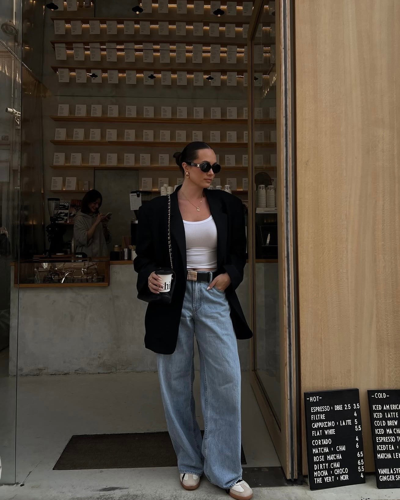 Casual chic blazer outfit for coffee - wearing my favorite baggy denim and black blazer from Abercrombie 

#LTKSaleAlert #LTKSpringSale #LTKootd