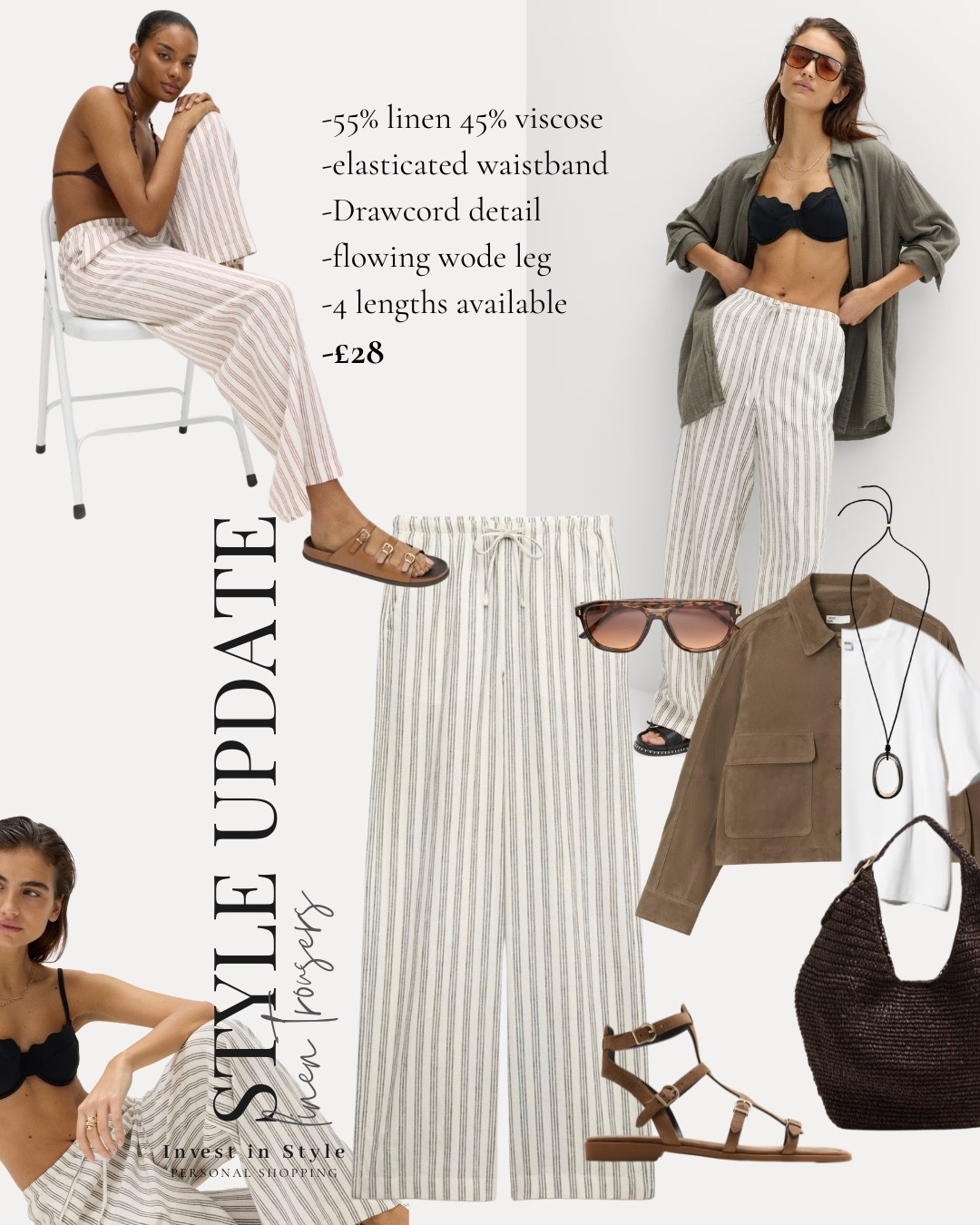 Love these Marks & Spencer linen trousers 
Such an easy win in spring with t -shirts, vest tops , knitwear etc 
Flowing and chic and £ 28! 

4 lengths available 
I would take the 14 long 
True to size 