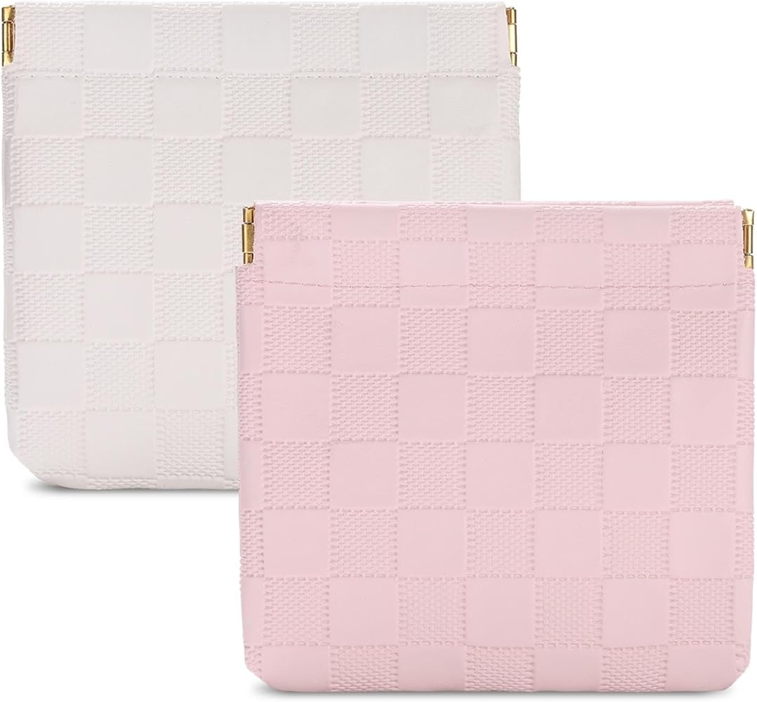 Sightor 2PCS Small Makeup Bag for Purse, Mini Cosmetic Bag Waterproof Pouch for Women, Checkered ... | Amazon (US)