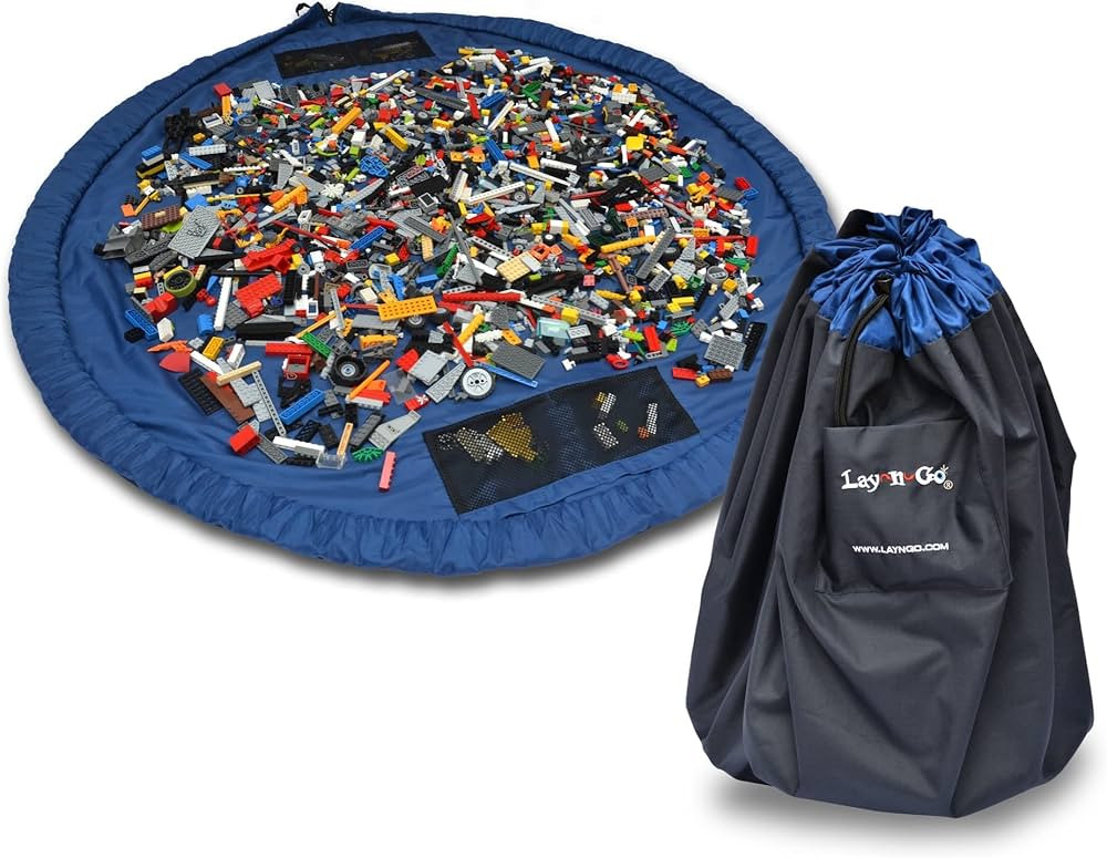 Lay-n-Go 2-in-1 Portable Drawstring Toys Storage Organizer and Play Mat for Room and Travel, Made... | Amazon (US)