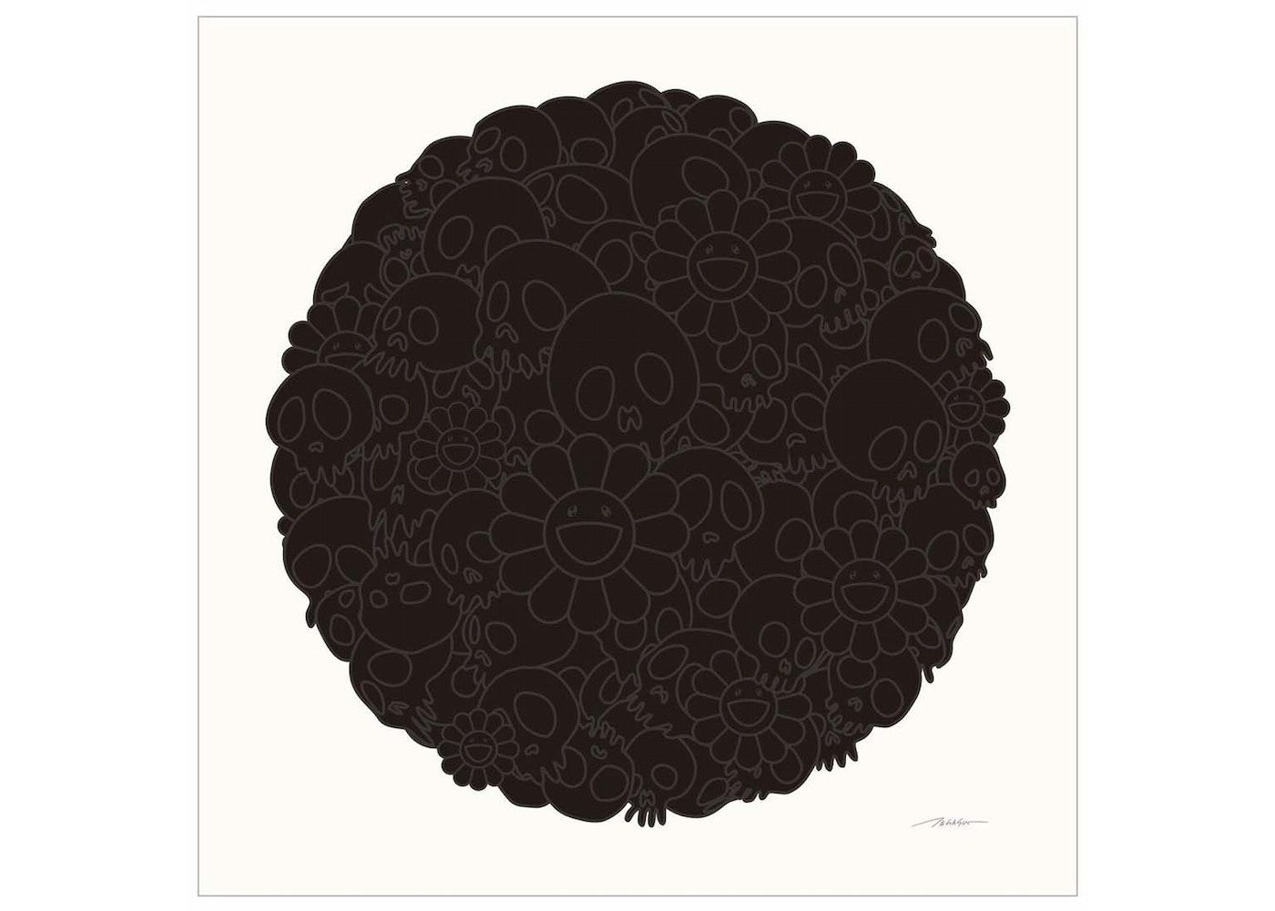 Takashi Murakami for BLM Black Flowers & Skulls Round Print (Signed, Edition of 300) | StockX