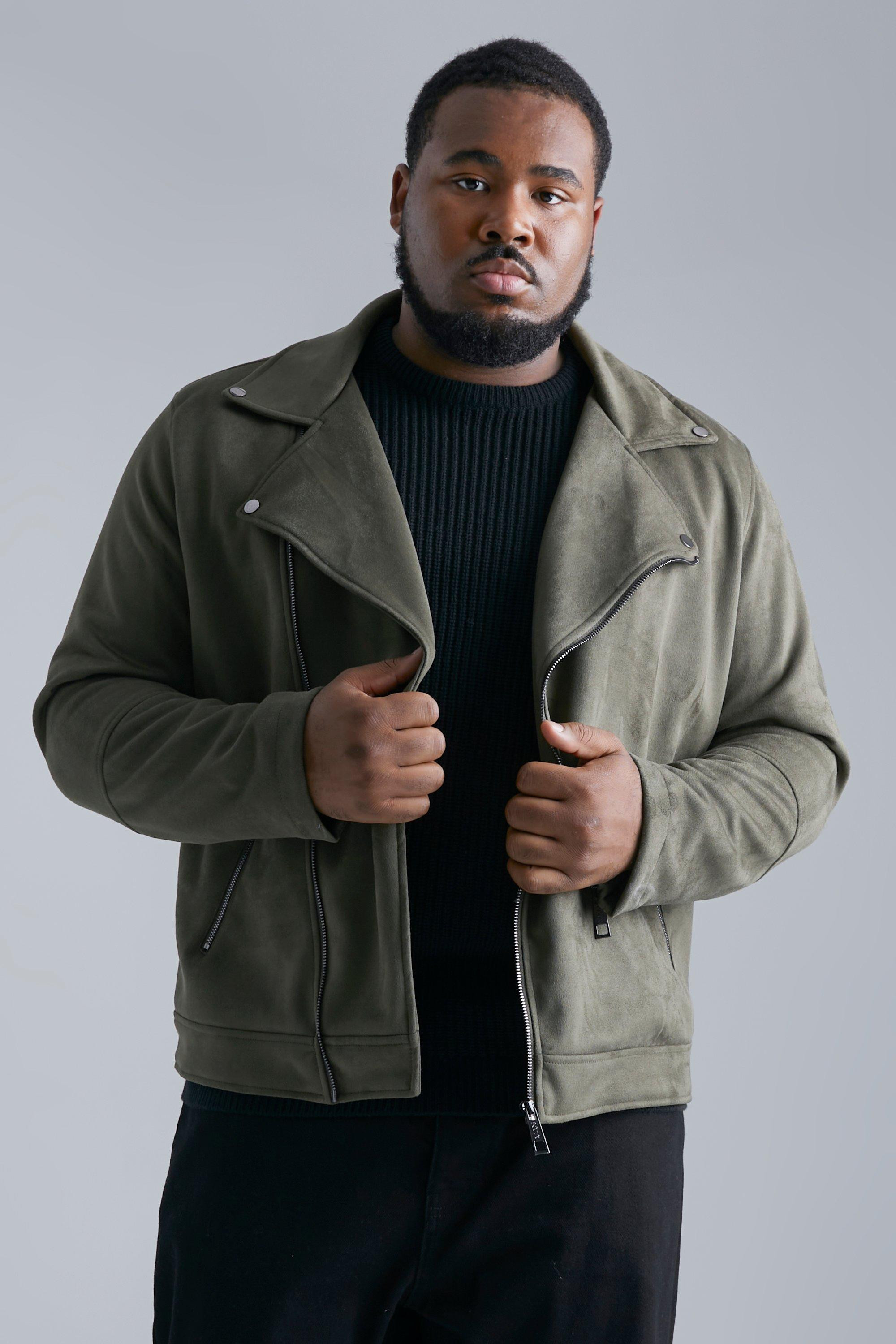 Plus Faux Suede Biker Jacket | boohooMAN (US & Canada)