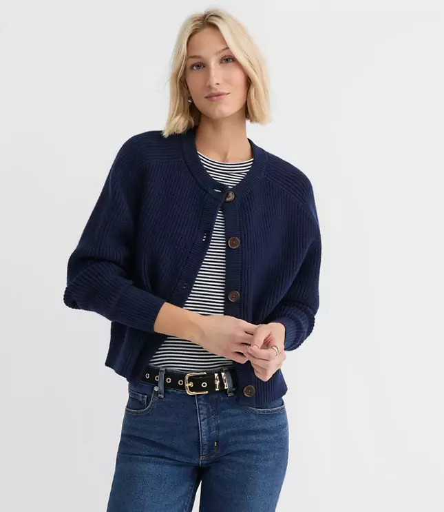 Ribbed Relaxed Cardigan | LOFT