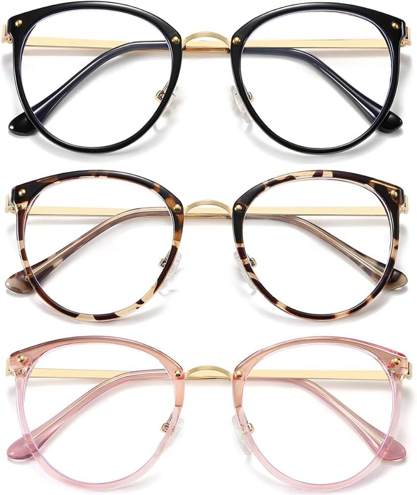 HILBALM (3 Pack) Blue Light Blocking Glasses Womens Computer Eyeglasses Metal Frame Glasses | Amazon (CA)