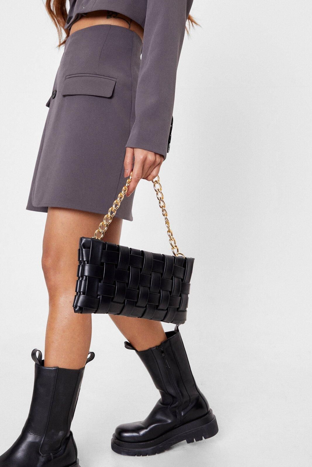 WANT Woven Faux Leather Chain Shoulder Bag | NastyGal (US & CA)
