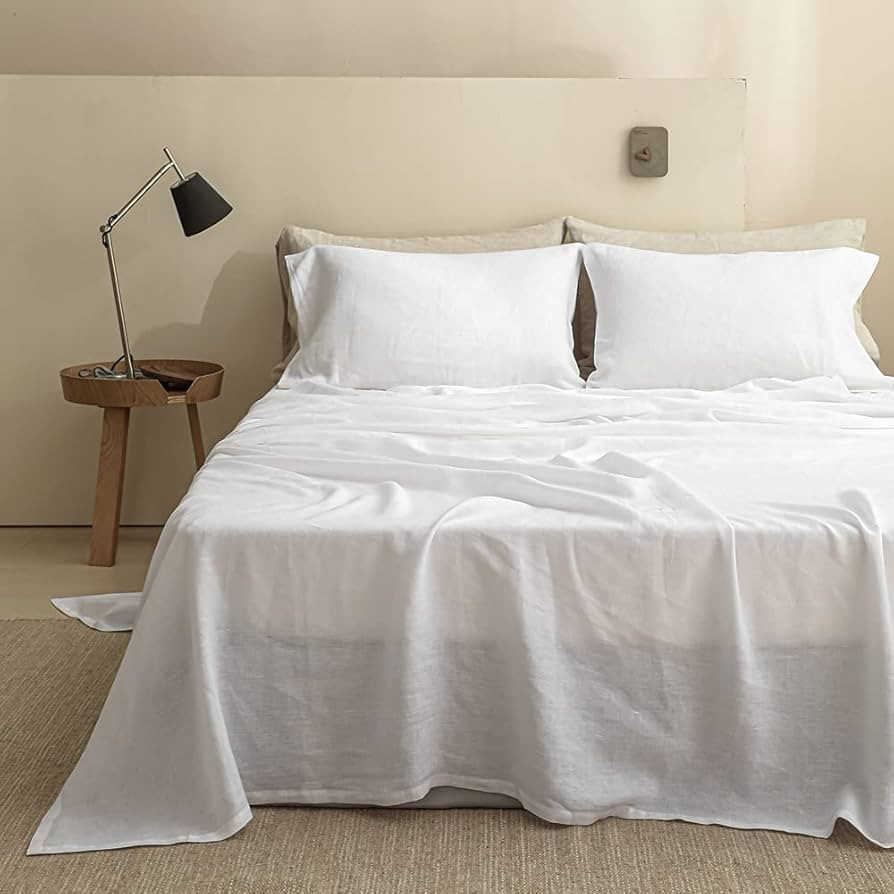 Simple&Opulence 100% Linen Sheet Set 4pcs Basic Style, Deep Pocket, Natural French Washed Flax So... | Amazon (US)
