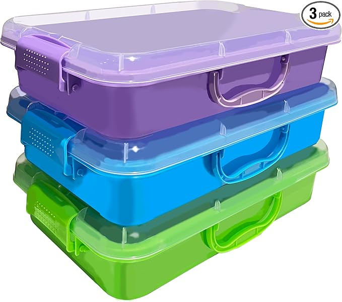 4 Qt (3.8L) Sensory Bin With Lid - 3 Pack, Stackable Storage Sensory Bins with Lids, Portable San... | Amazon (US)
