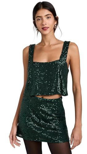 Show Me Your Mumu Women's Tara Crop Top, Emerald Sequins, Green, Metallic, XL | Amazon (US)
