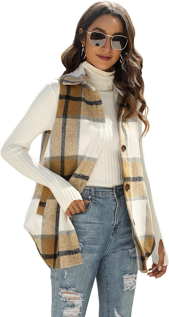  Womens Plaid Shacket Fall Outfit Flannel Jacket | Amazon (US)