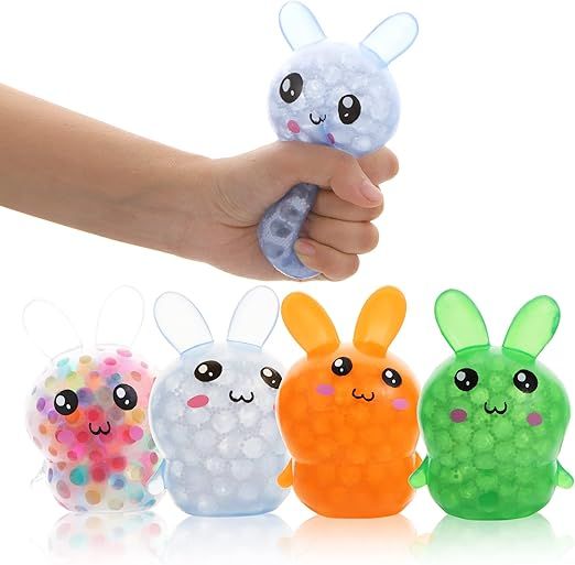 4 Pack Squishy Easter Bunny Stress Balls Toy for Kids Adults, Stress Relief Fidget Balls Filled w... | Amazon (US)