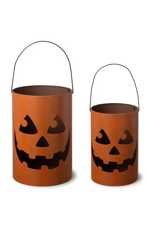 Glitzhome Set of 2 Halloween Jack O Lantern Bucket in Orange at Nordstrom, Size Medium | Nordstrom