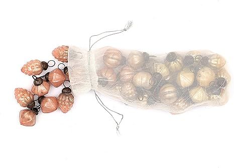 Creative Co-Op Set of 36 Gold & Pink Embossed Mercury Glass Ornaments | Amazon (US)