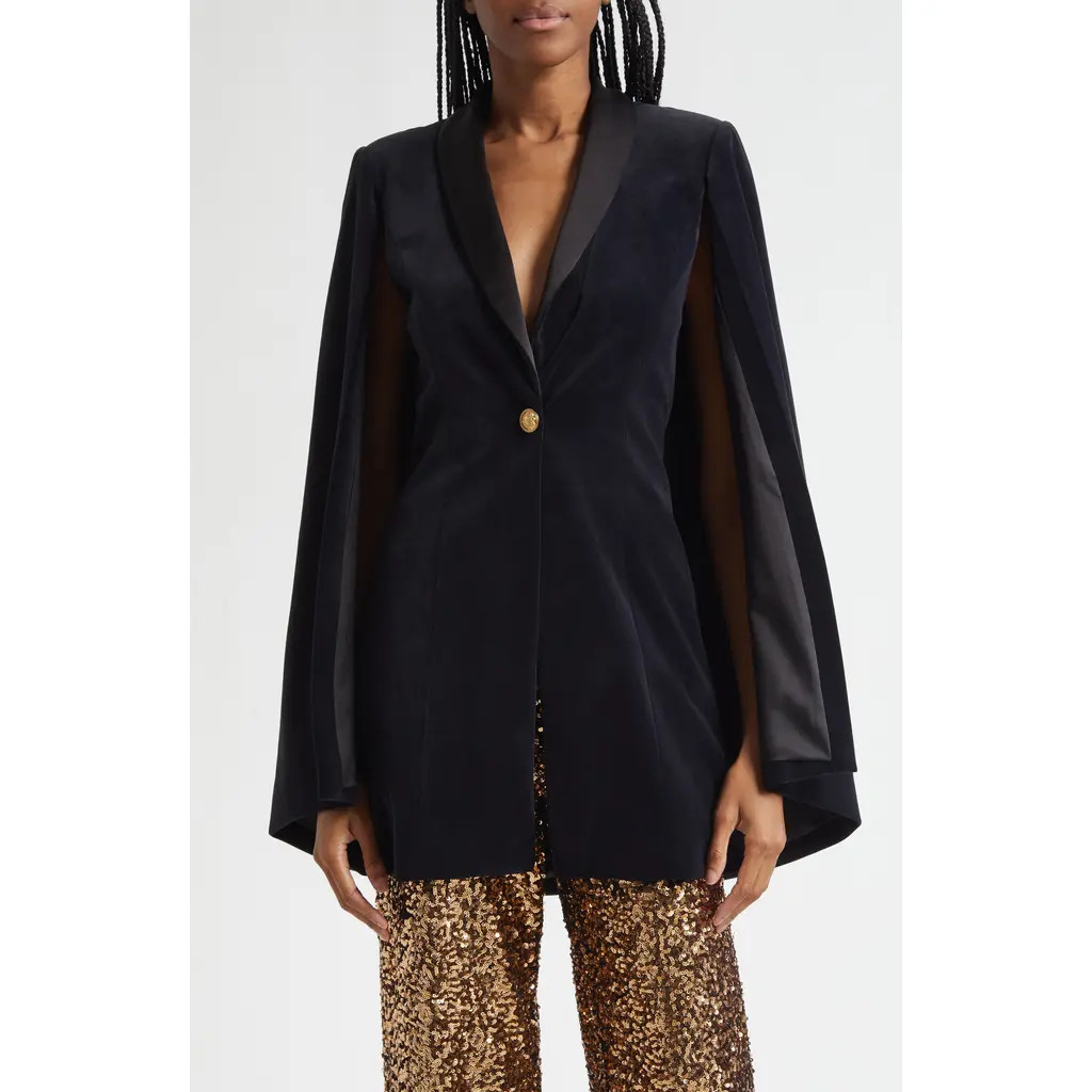 Alice + Olivia Esther Shawl Collar Velvet Jacket in Black at Nordstrom Rack, Size 2 | Nordstrom Rack