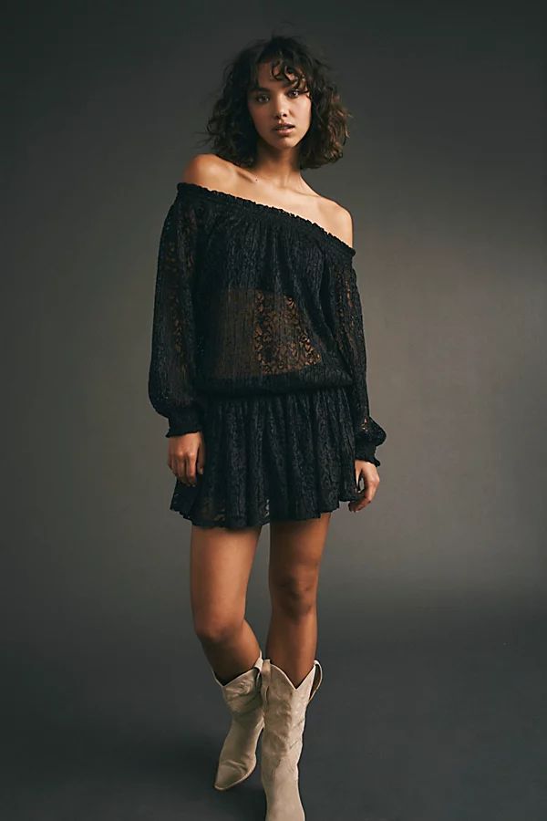Carina Meadow Lace Mini Dress by Free People, Black, XL | Free People (Global - UK&FR Excluded)