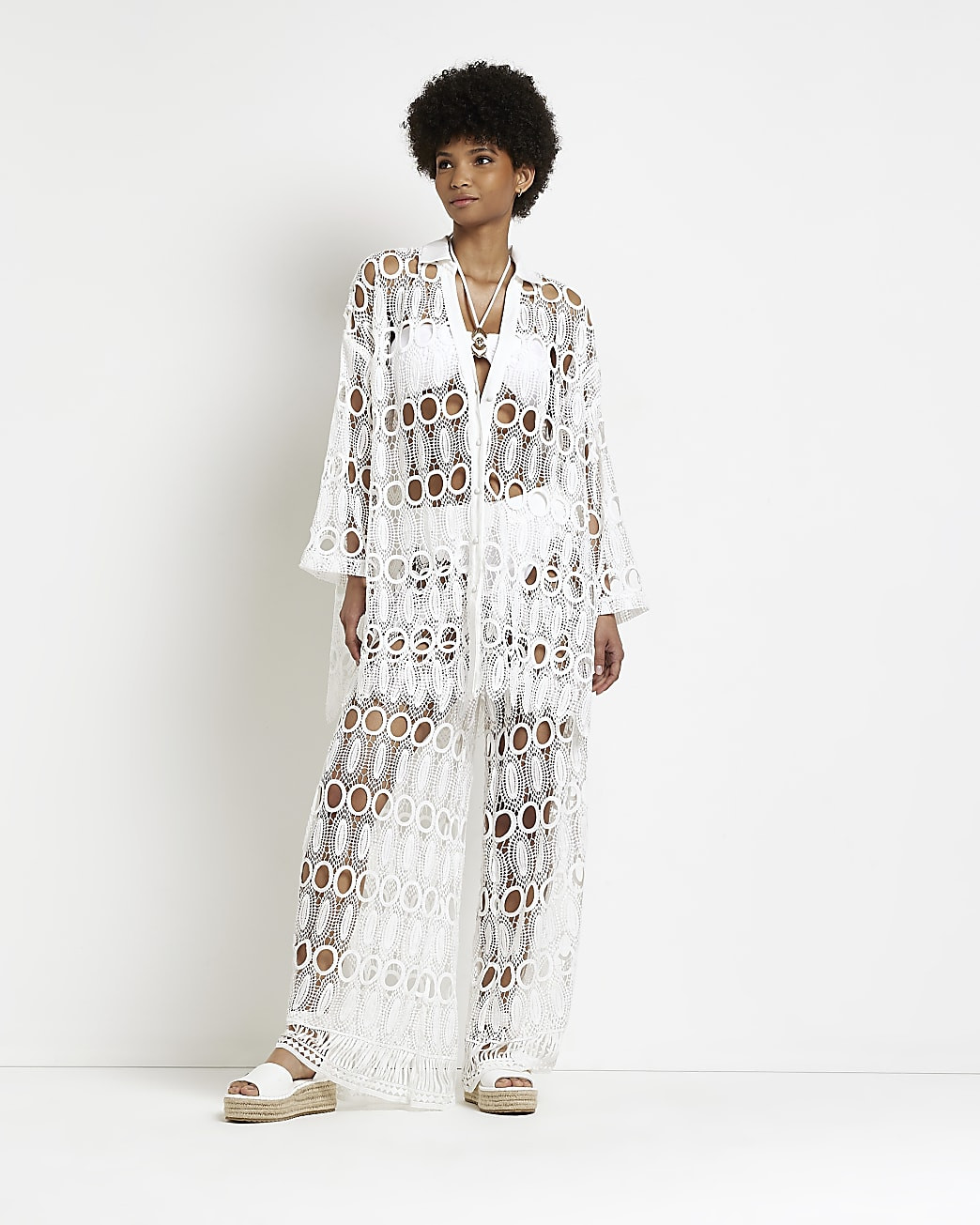 White lace oversized shirt | River Island (UK & IE)