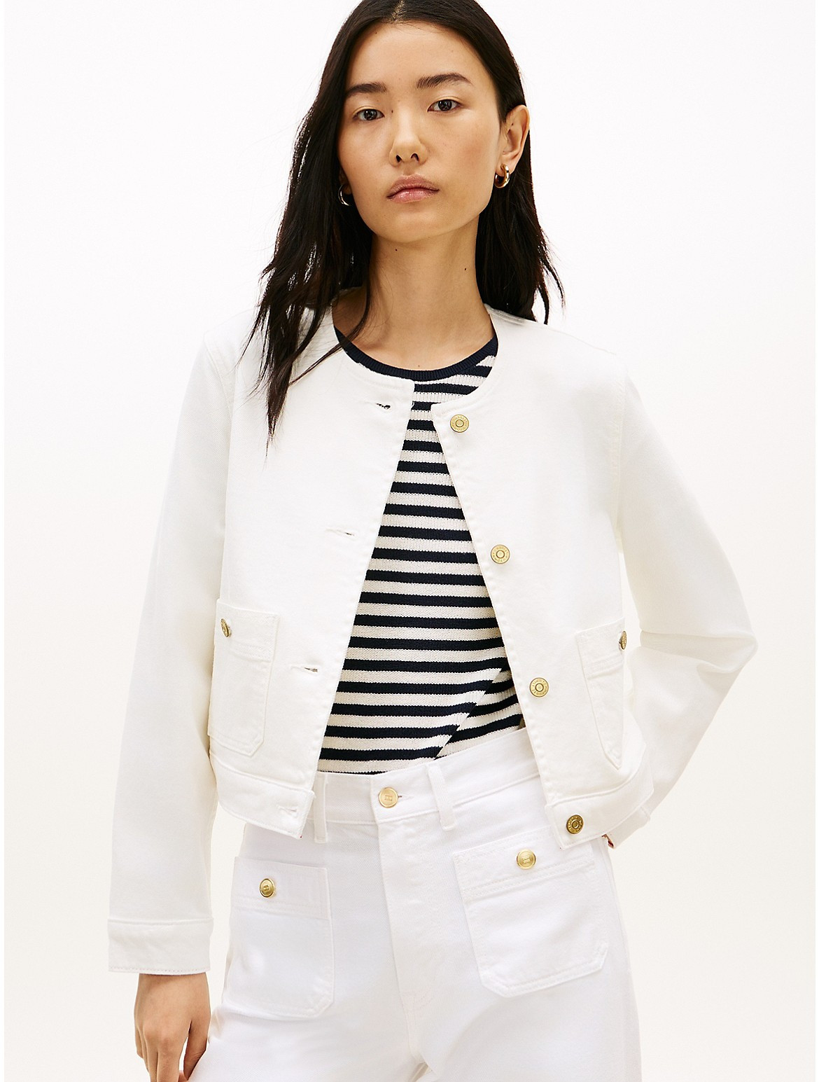 Tommy Hilfiger Women's White Denim Lady Jacket - Optic White - 14 | Tommy Hilfiger (US)