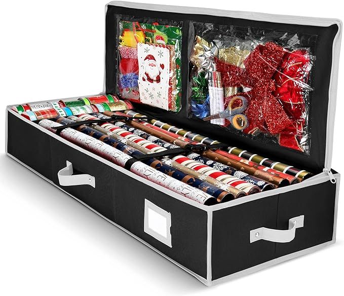 Amazon.com: Gift Wrap Organizer, Christmas Wrapping Paper Storage Bag w/Useful Pockets for Xmas A... | Amazon (US)