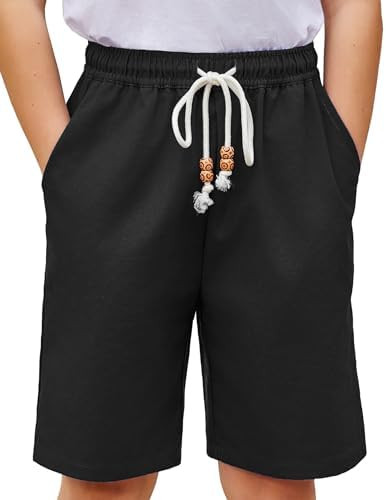 Arshiner Boys Cotton Linen Shorts Summer Beach Shorts Elastic Waist Drawstring Short with Pockets... | Amazon (US)