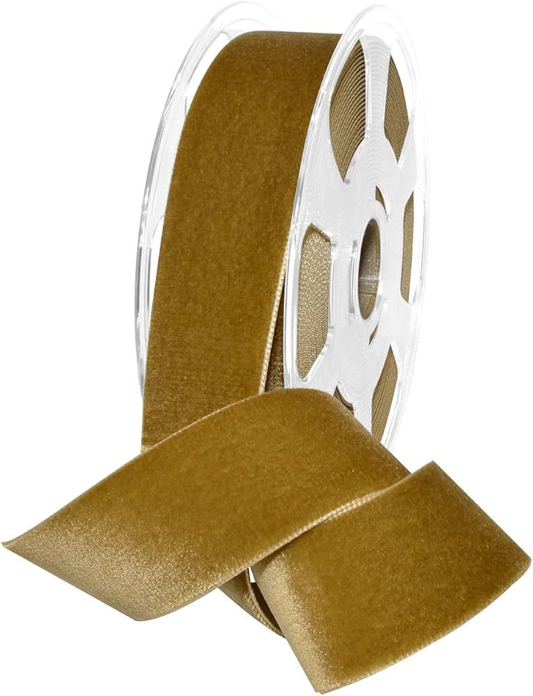 Morex Ribbon Nylon, 1 1/2 inches by 11 Yards, Antique Gold, Item 01240/10-533 Nylvalour Velvet Ri... | Amazon (US)