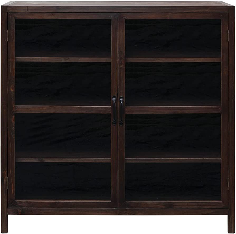 Bloomingville Modern Wood 2 Glass Doors and 3 Shelves, Espresso Cabinet, Black | Amazon (US)