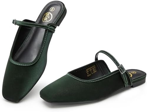 Trary Mules for Woman Mary Jane Flat Shoes Slip on Comfortable Backless Loafers Flats Square Toe ... | Amazon (US)