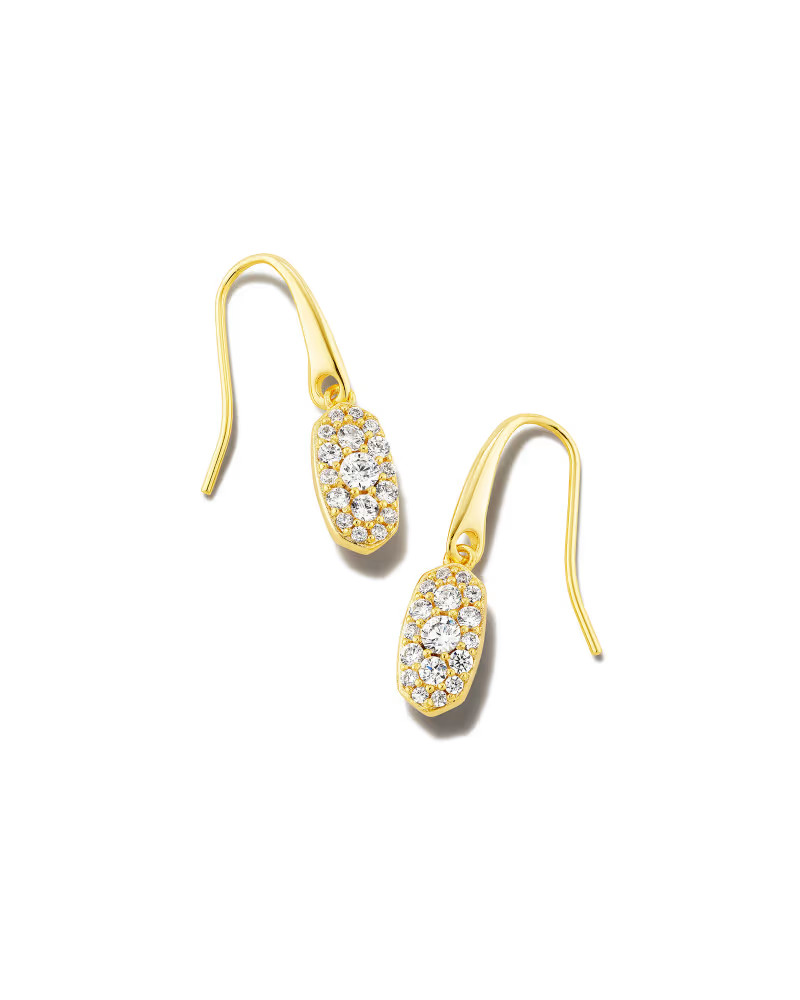 Grayson Gold Drop Earrings in White Crystal | Kendra Scott