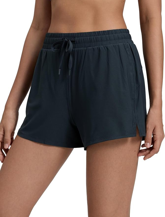 CRZ YOGA Drapey 2 in 1 Athletic Shorts for Women - High Waisted V Slit Casual Tennis Running with... | Amazon (US)