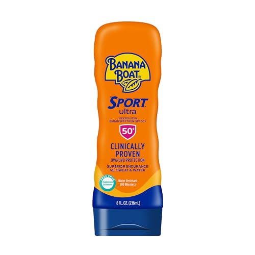 Banana Boat Sport Ultra SPF 50 Sunscreen Lotion, 8oz | Banana Boat Sunscreen SPF 50 Lotion, Oxybenzone Free Sunscreen, Sunblock Lotion Sunscreen, Banana Boat Lotion, Water Resistant Sunscreen, 8oz | Amazon (US)