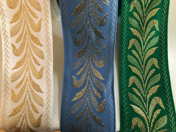 Gold Metallic Wheat Leaf Design Ribbon 3" Wide 1 Yard 4 Colors Options ( #0316) | Etsy (US)