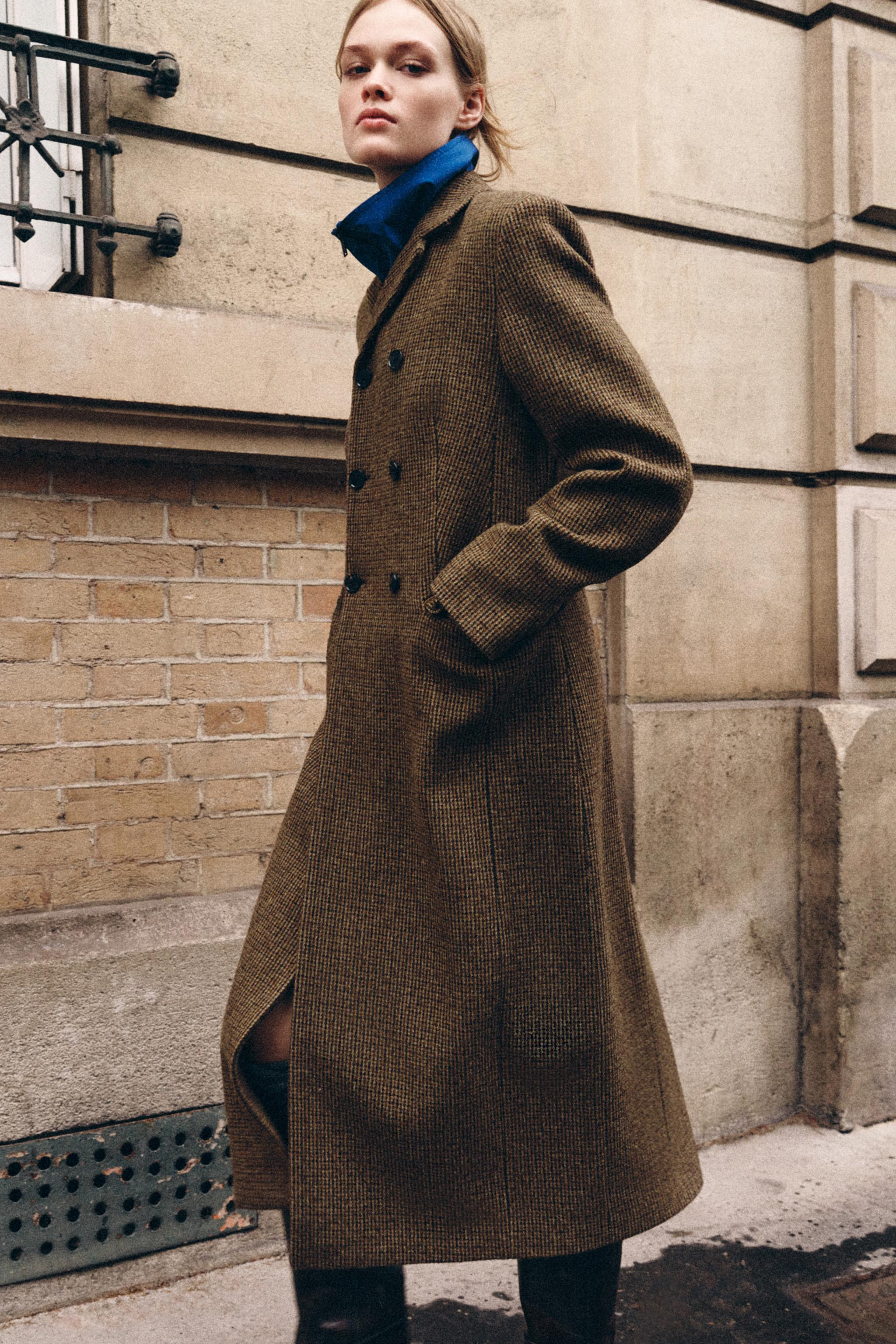 ZW COLLECTION 100% WOOL PLAID COAT | Zara US