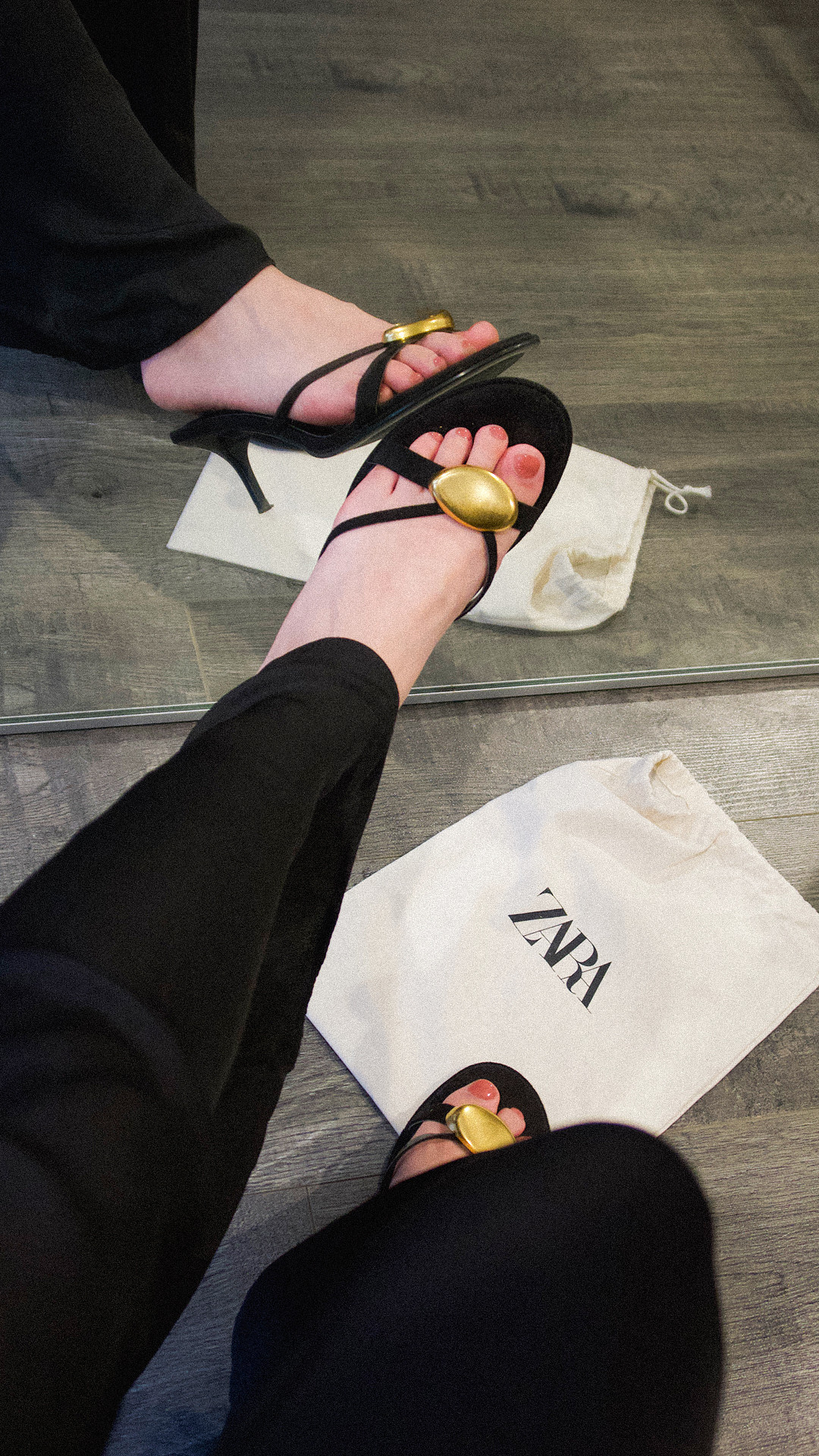 Got these ZARA metallic leather detail sandals with round toe for summer. I'm a size 8. True to size. Thin low to mid heigh heel. They're comfy, cute, and matches many outfits. Worn them many times already. It has straps with metallic detail on the front and great quality. #heeledsandals #summersandals #vacationshoes #vacationheels #cuteshoes #cutesandals #blackandgoldsandals 

 #LTKParties #LTKShoeCrush #LTKWedding