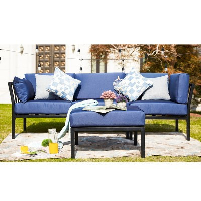 Patio Festival 4pc Steel Outdoor Patio Sectional Sofa with Cushions Furniture Set Blue | Target