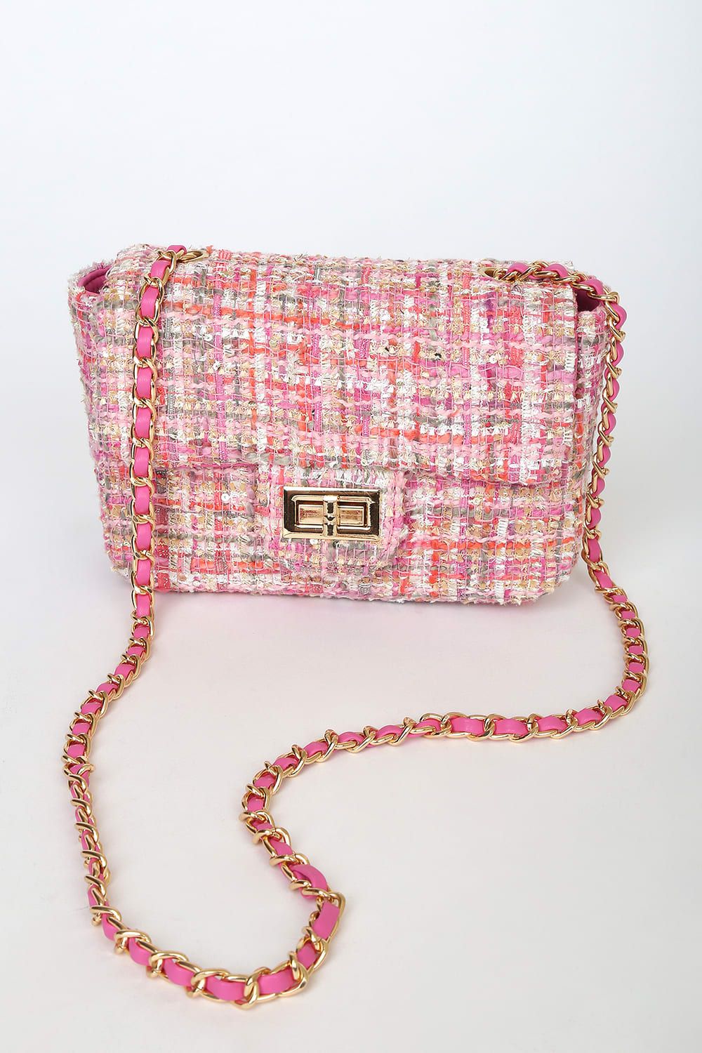 Spring Cheer Pink Multi Tweed Crossbody Bag | Lulus (US)