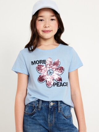 Short-Sleeve Flip-Sequin Graphic T-Shirt for Girls | Old Navy (US)