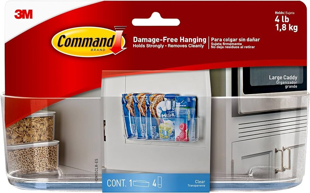 Command Large Caddy, Holds up to 4 lb, 8.6" x 3.1" x 3", 1 Caddy with 4 Command Strips, Damage Fr... | Amazon (US)