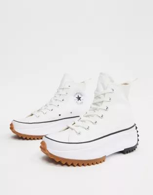 Converse Run Star Hike Hi canvas platform sneakers in white | ASOS (Global)