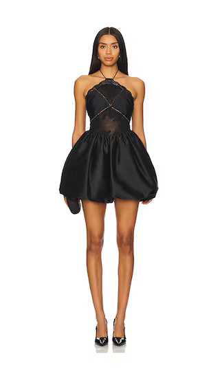 Taffeta Halterneck Mini Dress in Black | Revolve Clothing (Global)