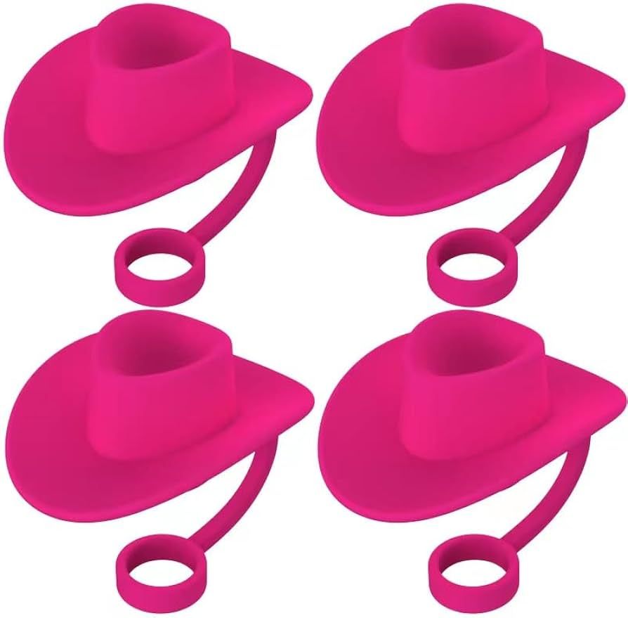 4PCS Straw Covers, 10mm Silicone Cowboy Hat Straw Covers Cap Fits For Stanley Cup 30 * 40 oz, Cut... | Amazon (US)