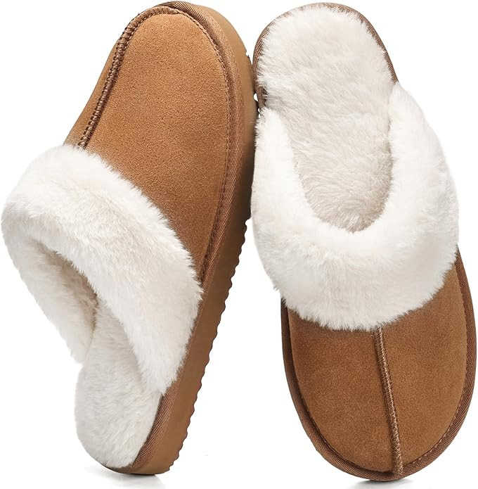 Fuzzy Slippers for Women Cozy Faux Fur House Shoes Winter Warm Memory Foam Slippers for Indoor an... | Amazon (US)