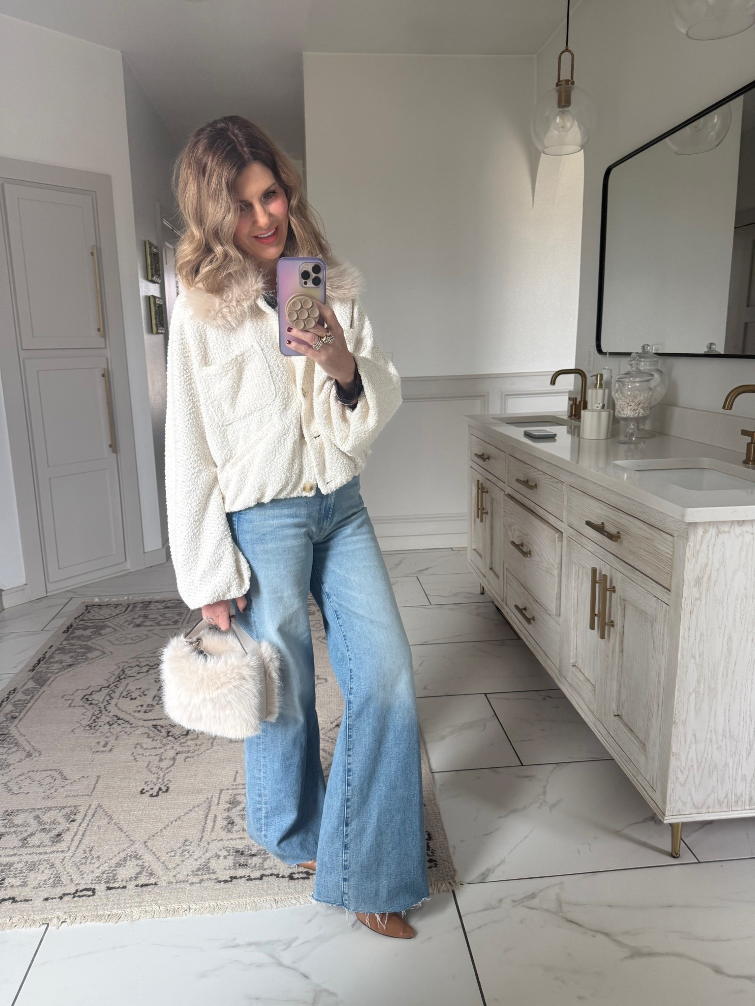 What I’m wearing today 
Jeans size 27 (if between size up)
Jacket small 
Code SPOILEDHOME30

#LTKootd #LTKOver40