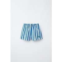 Zara - Embroidered Text Striped Shorts - Light Blue - 1½ Years (33,9 Inches) - Kids | Zara US