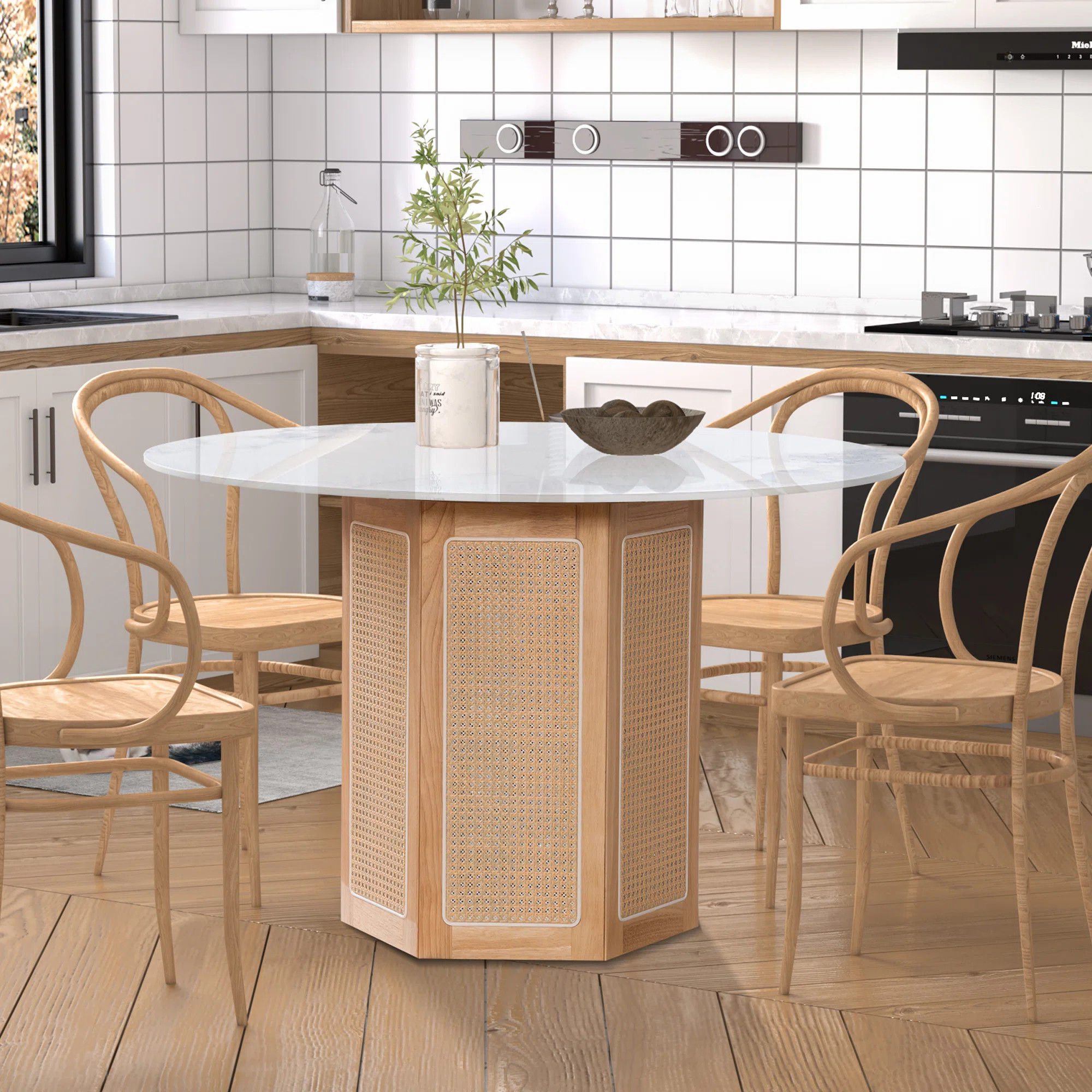 Afred Round Faux Marble Top Dining Table | Wayfair North America