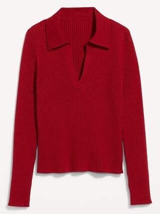 Ribbed Crop Polo Sweater | Old Navy (CA)