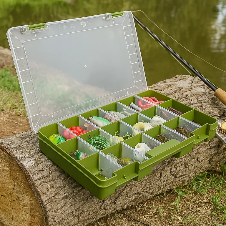 Ozark Trail Medium Plastic Tray Fishing Tackle Box 3600, Green | Walmart (US)