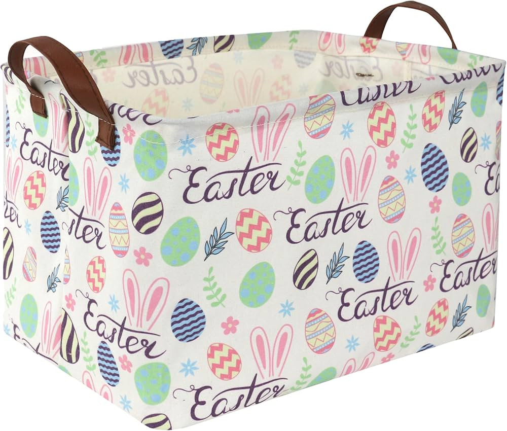 Rectangular Easter baskets , Kids Easter Basket Organizer.Cute Storage Basket with Handles.Boys a... | Amazon (US)